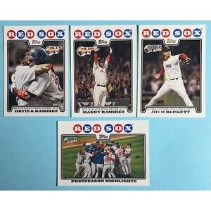 Boston Red Sox 2008 Topps (4 Cards)-Postseason Highlights 2007 World Series